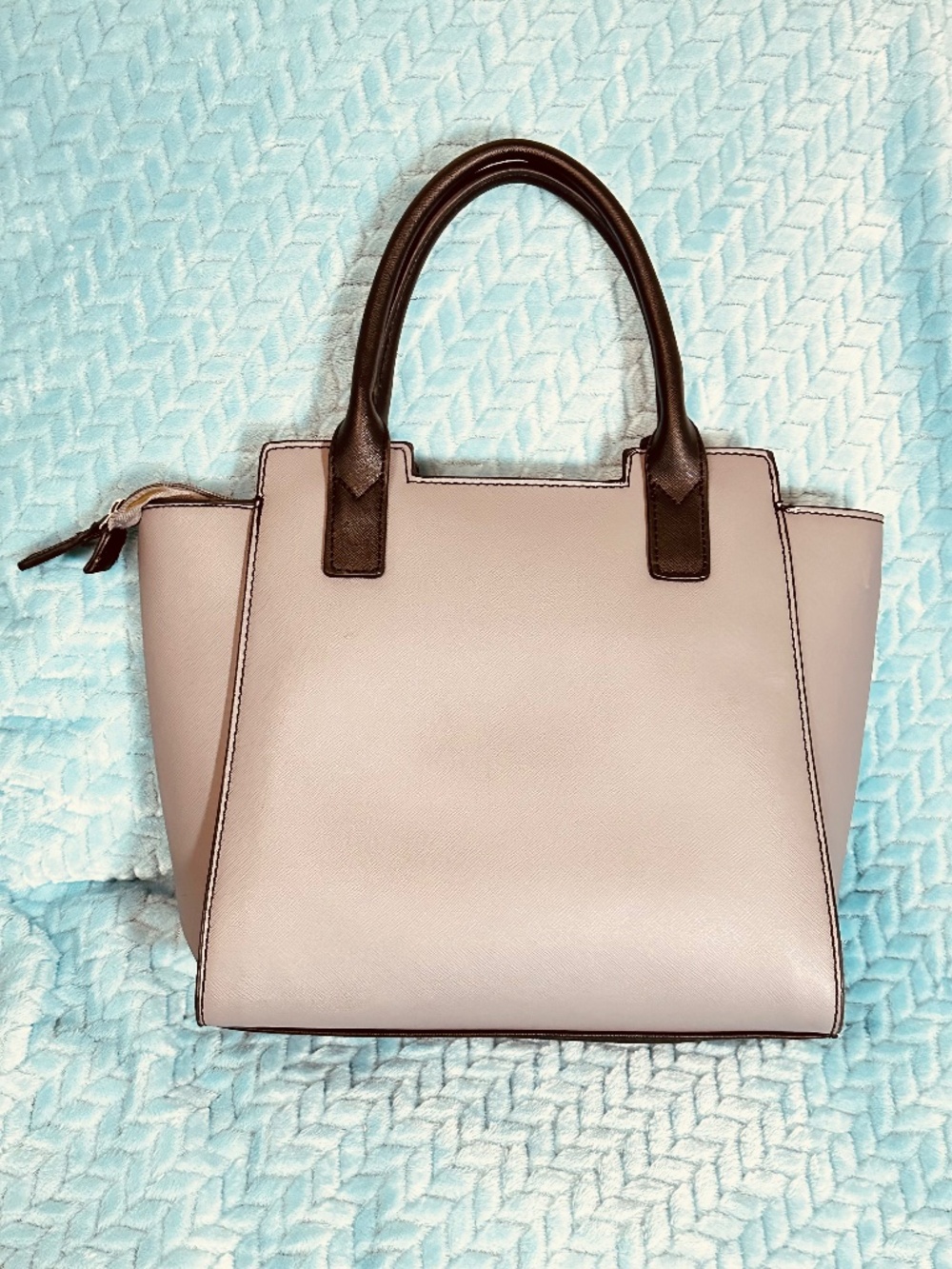Kenneth Cole Reaction Structured Satchel Tote Gray Black Crossbody Work Handbag - Picture 2 of 14
